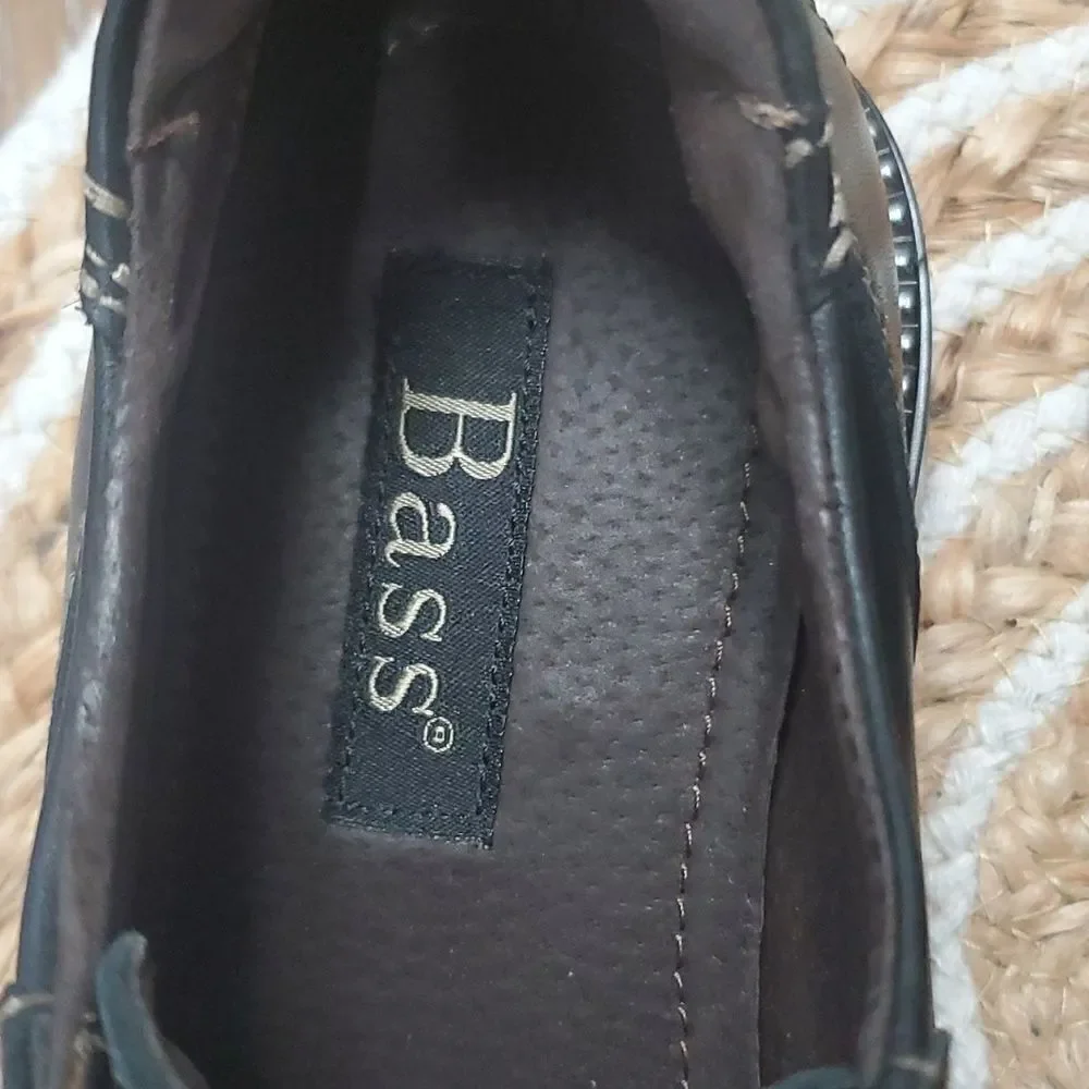 BASS Messanger Black Leather Lace-up Casual Shoes, Nwot 7.5